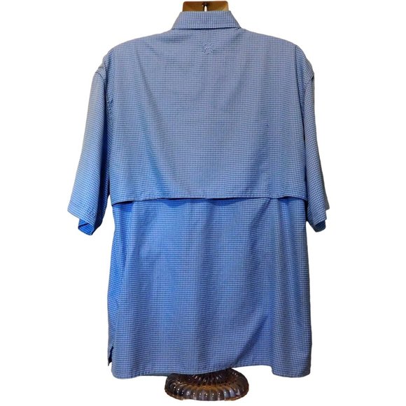 Magellan Fish Gear Shirt XL Blue Small Check Moisture Wicking Short Sleeves - Picture 3 of 7